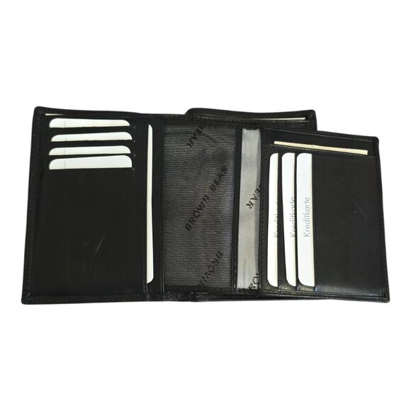 Brown Bear German Leather Wallet Bifold w/ Removable ID Holder in Black - Picture 9 of 13